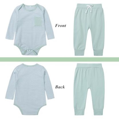 Cozy and Stylish 2-Pack Newborn Romper and Sweatpants Set - Image 2
