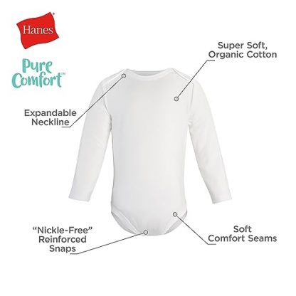 Unisex Baby Organic Cotton Long Sleeve Bodysuits, 3-Pack - Image 3