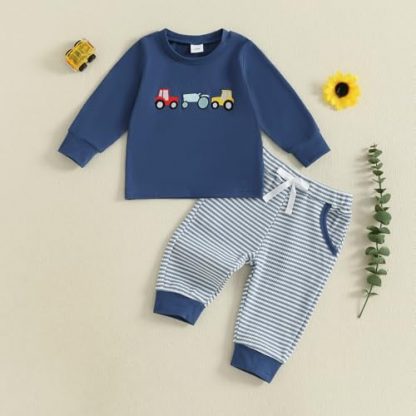 Toddler Boy's Embroidered Sweatshirt and Casual Pants Set - Image 4