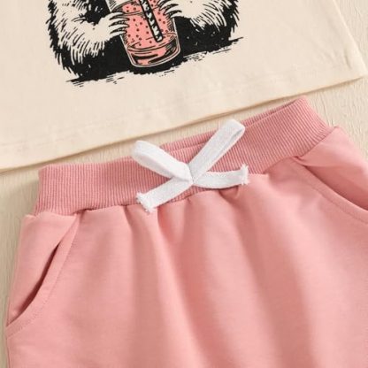 "Charming Summer Outfit for Baby Girls with Letter Print Shirt and Stretchy Shorts" - Image 6
