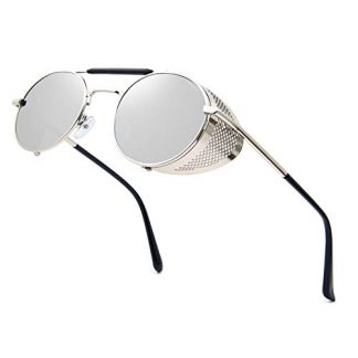 Vintage-Style Steampunk Round Polarized Sunglasses with UV400 Protection