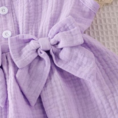 "Charming Summer Outfit for Toddler Girls: Bow-Adorned Sleeveless Top and Ruffle Shorts Set" - Image 5