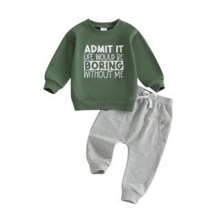 "Charming Toddler Boy's Two-Piece Letter Print Outfit"