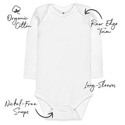 Soft and Sustainable 5-Pack Long Sleeve Bodysuits for Infant Baby Boys - Image 6