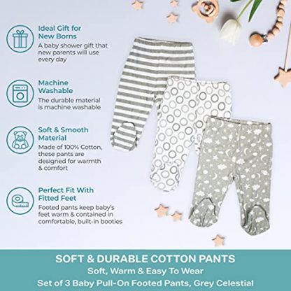 Comfy Trio Pack of Cotton Footed Pants for Baby Boys - Image 4