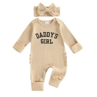 "I'm New Here" Long Sleeve Knit Jumpsuit for Newborn Girls