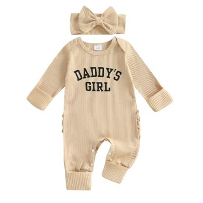 "I'm New Here" Long Sleeve Knit Jumpsuit for Newborn Girls