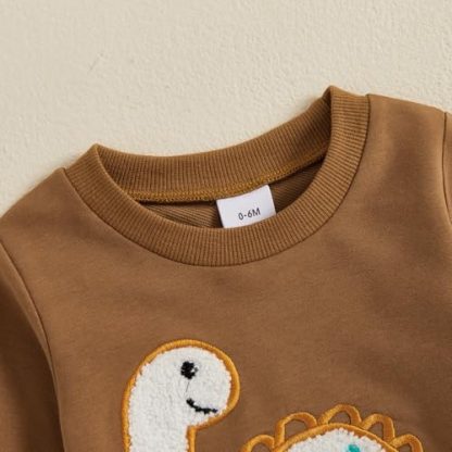 Adorable Toddler Boy's Dinosaur/Bear Print Sweatshirt and Pants Set - Image 3