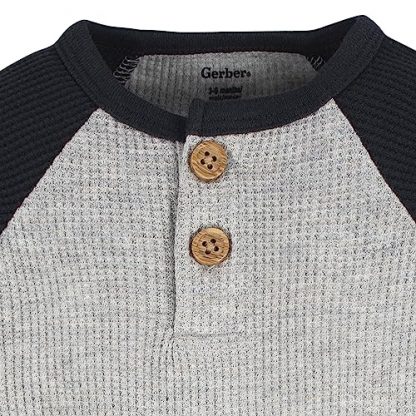 Baby Boys' Comfortable Long Sleeve Henley Onesies (2 Pack) - Image 4