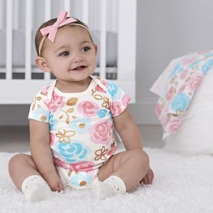 4-Pack Short Sleeve Baby Bodysuits for Girls - Image 2