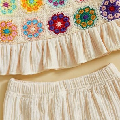 Petite Princess Crocheted Camisole & Elastic Pants Set for Toddlers - Image 6