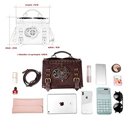 Retro Steampunk Leather Messenger Bag for Women's Gothic Costumes - Image 5