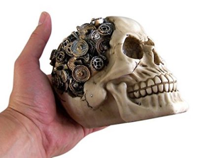 Futuristic Steampunk Gearwork Skull Figurine - Image 5