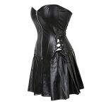 Retro Punk Rock Faux Leather Corset and Skirt Set - Image 4