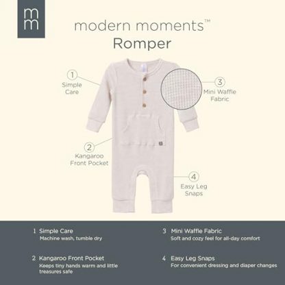 Cozy Mini-Waffle Baby Romper in Oatmeal Heather - Image 6