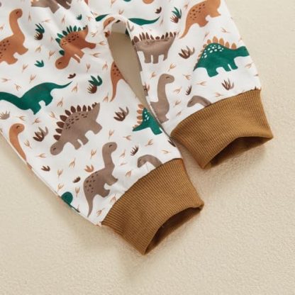 Adorable Toddler Boy's Dinosaur/Bear Print Sweatshirt and Pants Set - Image 7