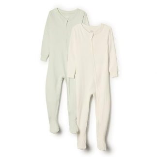 Unisex Cotton Footed Pajamas for Toddlers and Babies, Pack of 2