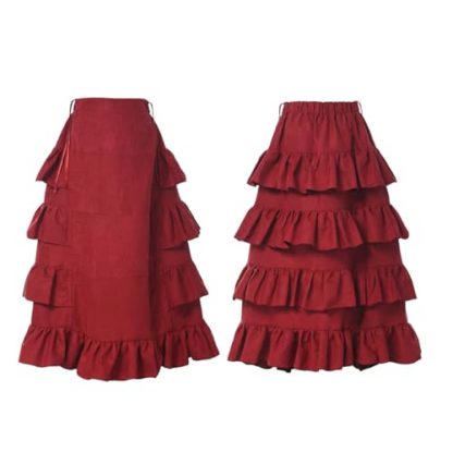 Victorian Steampunk High-Low Ruffled Skirt - Image 4