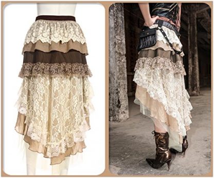 Vintage-Inspired Steampunk Gothic Prom and Wedding Dress in Elegant Beige - One Size - Image 3