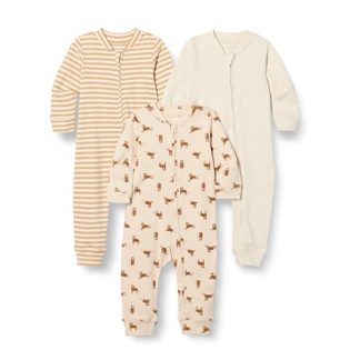 Unisex Baby Cotton Zip-Front Footless Sleepsuits, Pack of 3