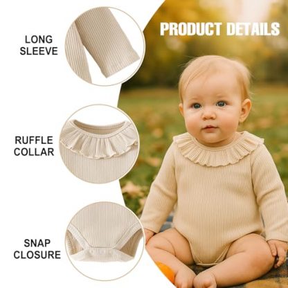 Enchanting Baby Girl Bodysuit Duo: Long Sleeve Ruffle & Flutter Styles - Image 2