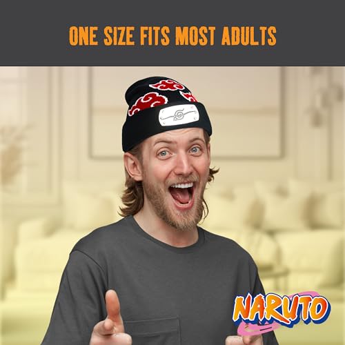 Concept One Unisex Adult Naruto Beanie Hat, Akatsuki Cloud Winter Knit Cap with Cuff - Image 4