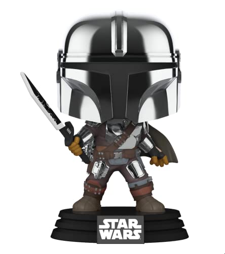 POP Funko Star Wars Mandalorian with Darksaber (Chrome & Glow in The Dark), Exclusive - Image 2