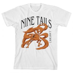 Naruto Nine Tails Youth White Crew Neck Short Sleeve T-Shirt