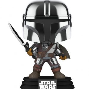 POP Funko Star Wars Mandalorian with Darksaber (Chrome & Glow in The Dark), Exclusive