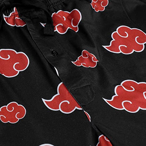 Bioworld Naruto Shippuden Akatsuki Cloud Symbol AOP Men's Black Sleep Pajama Pants - Image 2