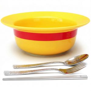 Straw Hat Shaped Ceramic Ramen Bowl Set
