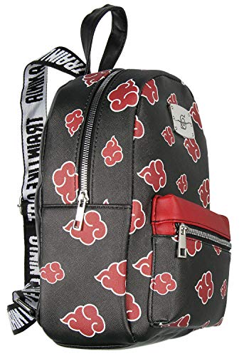 Bioworld Naruto Akatsuki Sasuke Red Cloud Anti Leaf Faux Saffiano Leather Mini Backpack Bag - Image 3