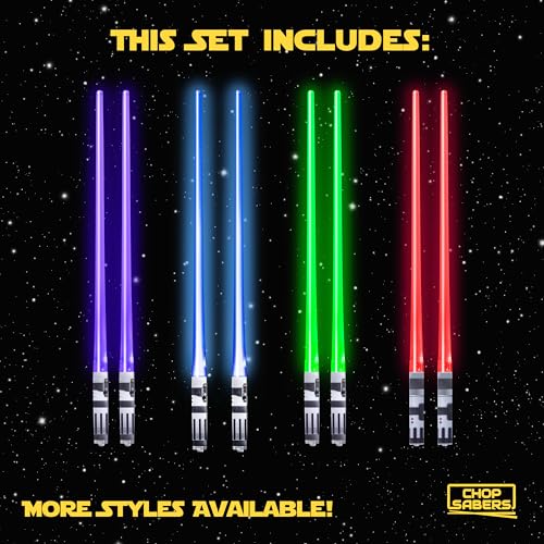 Lightsaber Chopsticks Star Wars Light Up - LED Glowing Light Saber Chop Sticks - Reusable Sushi Lightup Sabers Chopstick Set Of 4 Pairs - Blue & Red & Green & Purple - Image 5