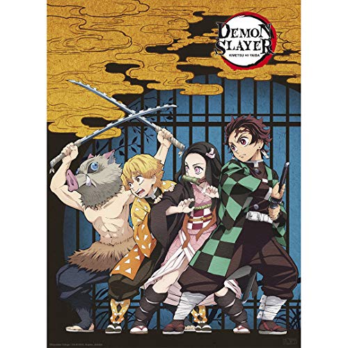ABYSTYLE Demon Slayer Kimetsu No Yaiba Group Unframed Mini Poster 15" x 20.5" Features Tanjiro, Nezuko, Zenitsu & Inosuke Anime Manga Wall Art Room Decor