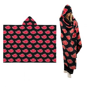 Naruto Anime Akatsuki Cloud Bedding Super Soft and Cozy Wearable Hooded Throw Blanket, 70 in x 50 in (Official Licensed Product) by Franco Collectibles