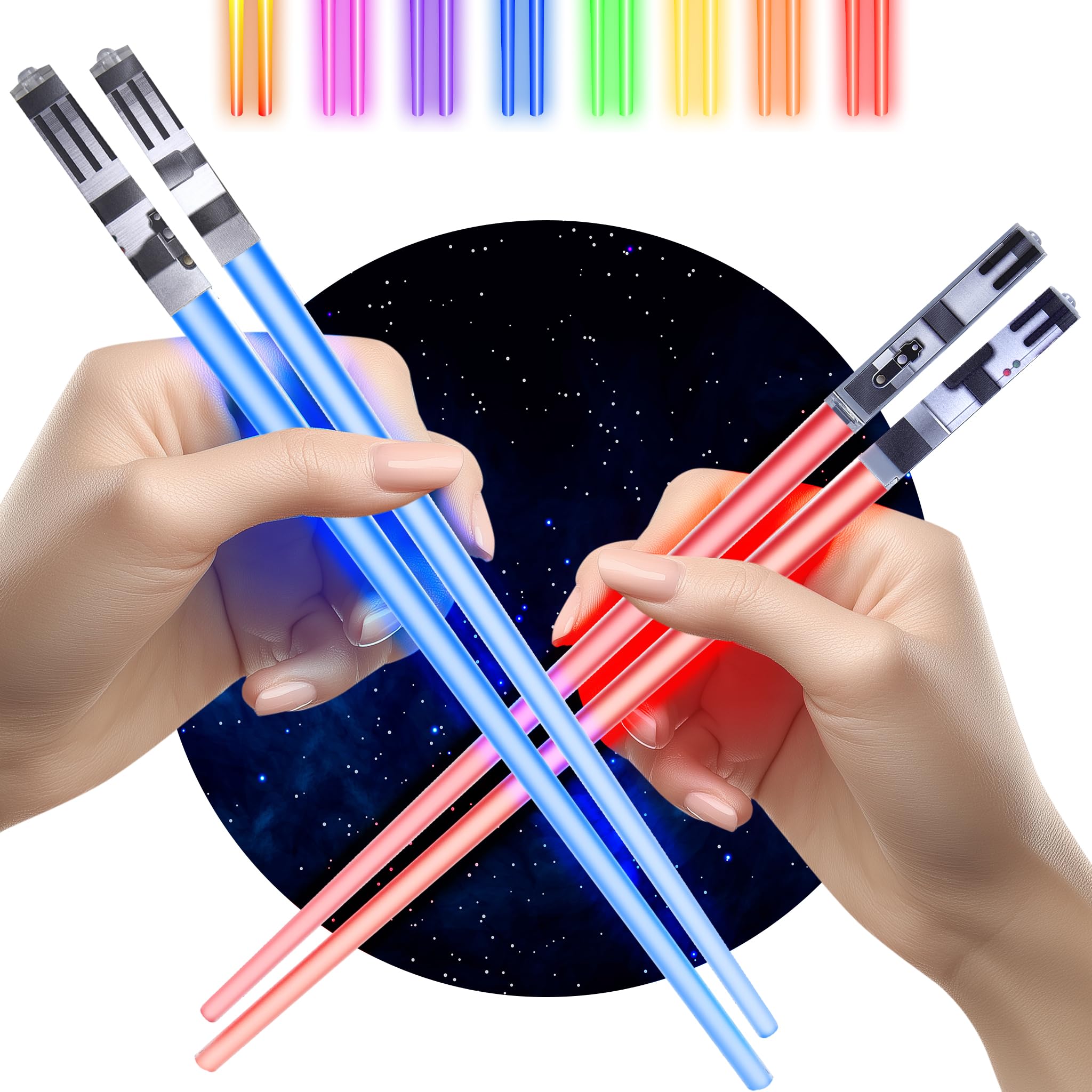 Lightsaber Led Light Up Chopsticks (2 Pair, Red & Blue)