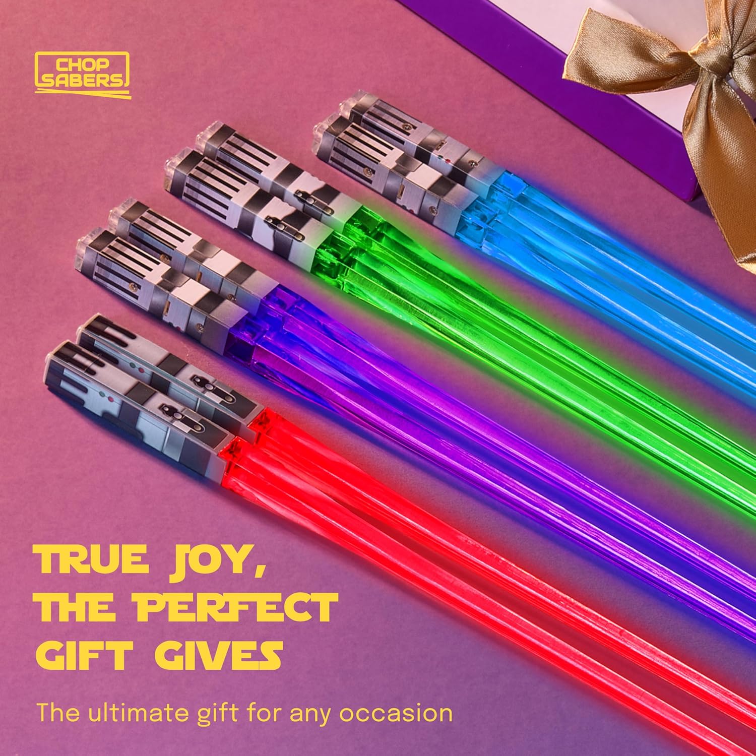 Lightsaber Chopsticks Star Wars Light Up - LED Glowing Light Saber Chop Sticks - Reusable Sushi Lightup Sabers Chopstick Set Of 4 Pairs - Blue & Red & Green & Purple - Image 14