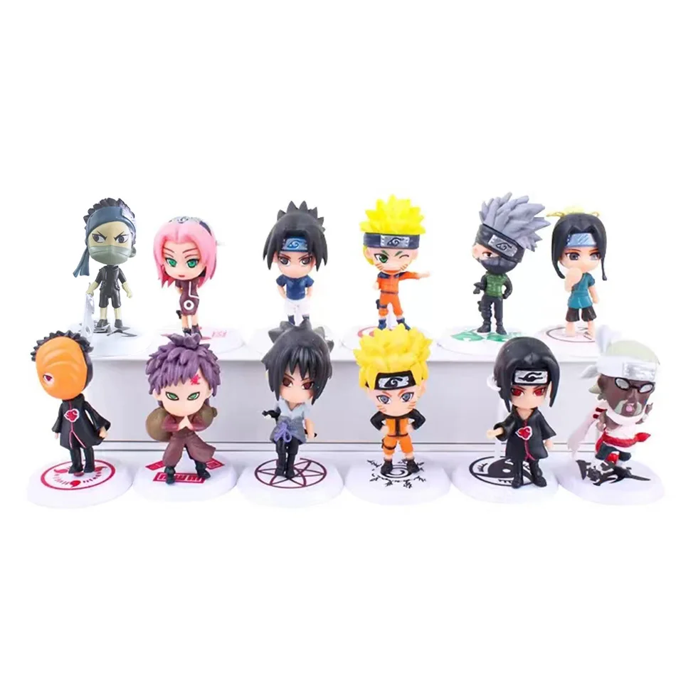 Hot 12pcs/set Anime Figure Naruto Shippuden Hinata Sasuke Itachi Kakashi Gaara Action Figure Q Version PVC Figures Toys Gift