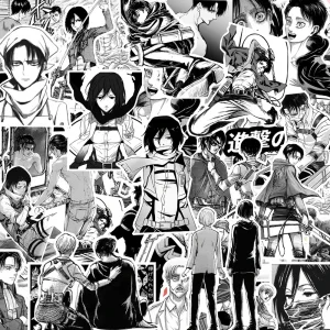 10/30/70pcs Attack on Titan Anime Stickers Cool Cartoon Black White Decal DIY Skateboard Laptop Phone Car Waterproof Sticker