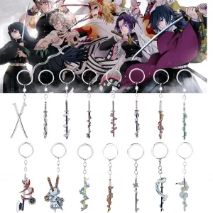Anime Demon Slayer Sword Keychain Kimetsu no Yaiba Tomioka Giyuu Kochou Shinobu Weapon Cosplay Props Pendant Men Women Jewelry