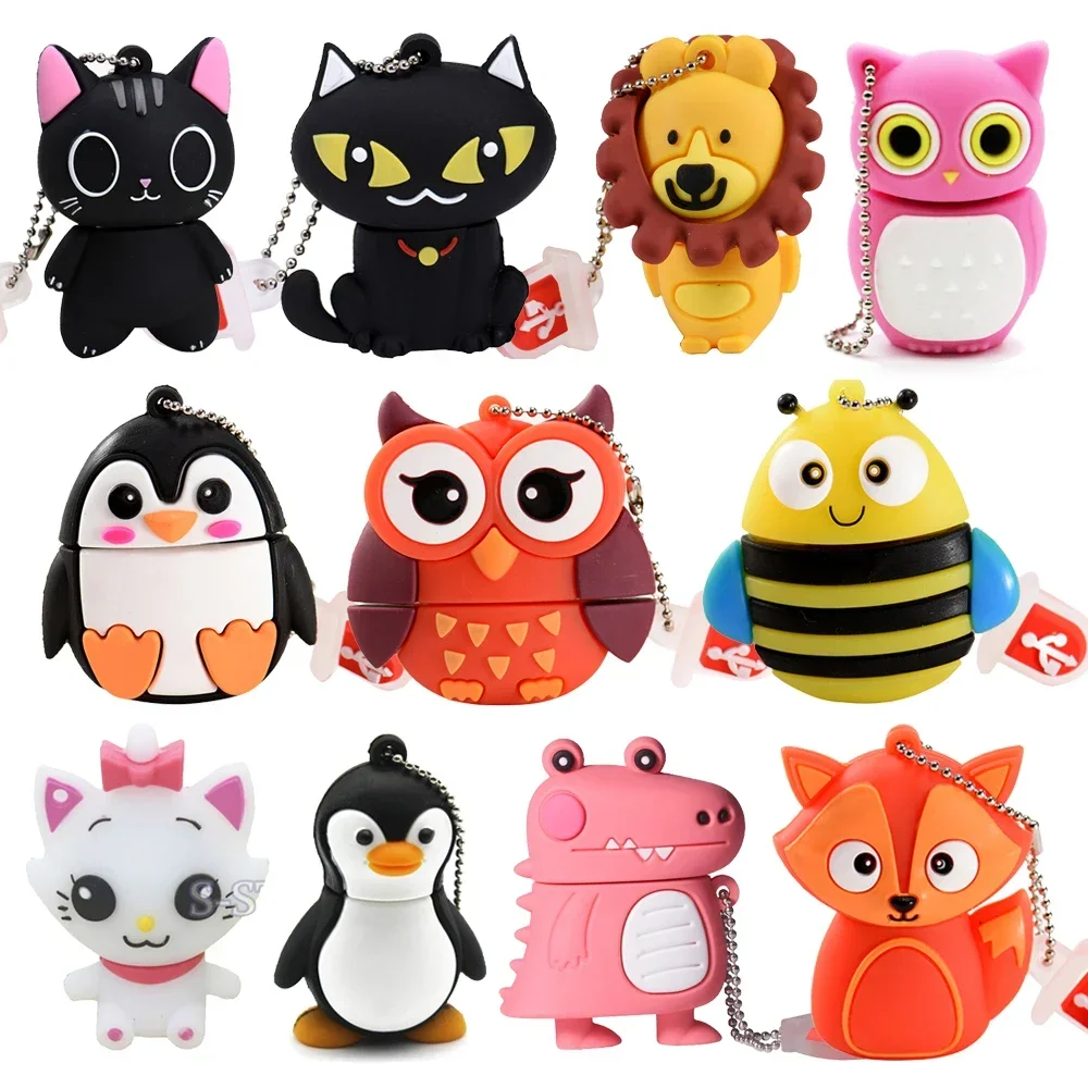 JASTER Cute Cartoon USB Flash Drive 64GB Animal Penguin Pen Drive 32GB Cat Owl Memory Stick 16GB Frog Pendrive 8GB Creative Gift - Image 12