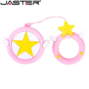 Cartoon USB Flash Drive Cute Memory Stick Pink Stars Pen Drive Beautiful Girly Heart Key Chain Pendrive 128GB 64GB Gift for girl