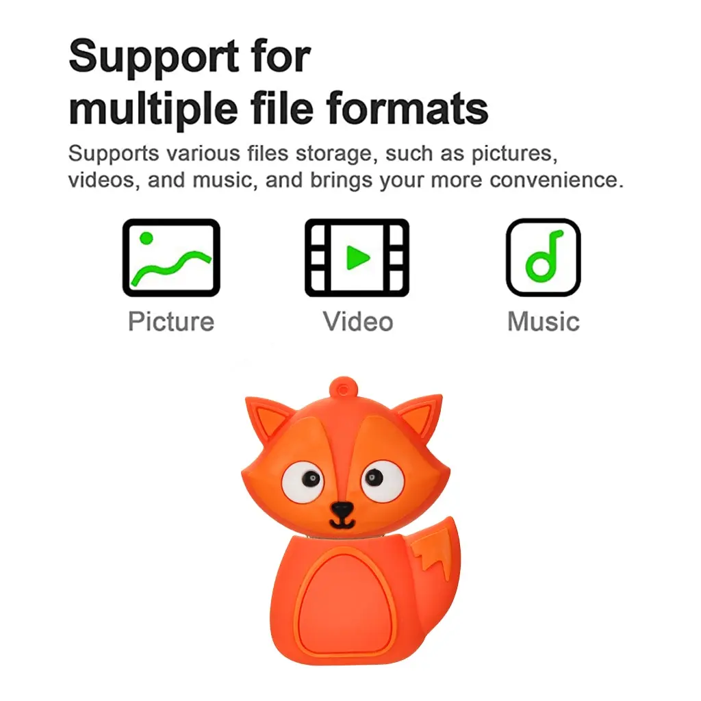 Little Fox Pen Drive 64GB Memory Stick USB Flash Drive 64GB2.0 Cartoon Pen Drive 64GB USB Stick 64GB Gift USB