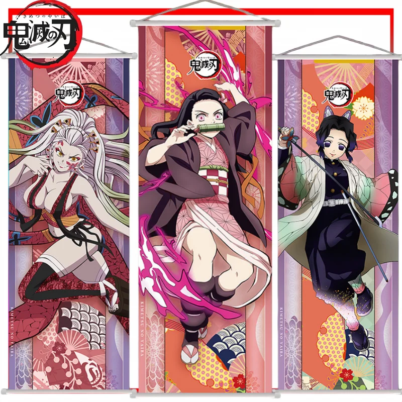 New Demon Slayer Hanging Paintings Reel Long Cartoon Kamado Nezuko Poster Wall Decoration Holiday Gifts Anime Peripherals