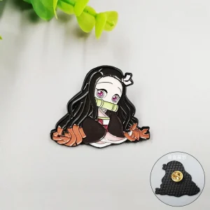 Anime Demon Slayer Enamel Pin Tanjiro Kamado Nezuko Brooches Lapel Badges Backpack Cosplay Accessories Fashion Jewelry Toys Gift