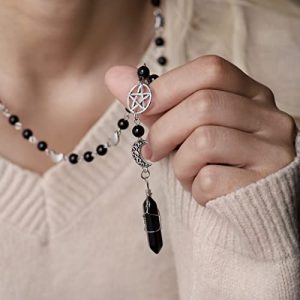 Gothic Moon & Star Pendant Choker Necklace - Image 3