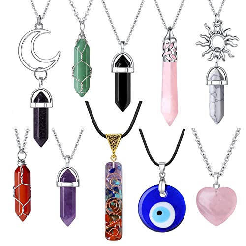 10-Piece Healing Crystal Necklace Collection