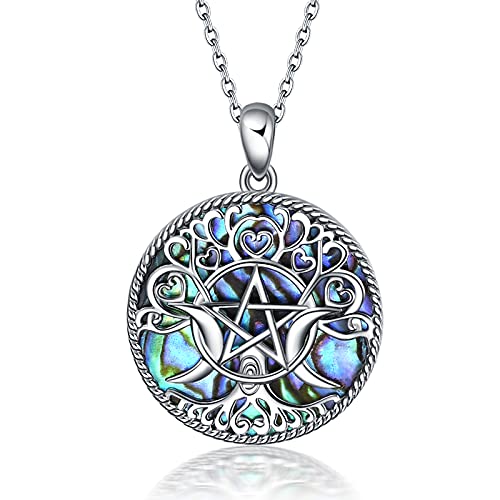 Triple Moon Goddess Sterling Silver Pendant Necklace