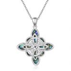 Sterling Silver Celtic Knot Pendant Necklace with Abalone Shell