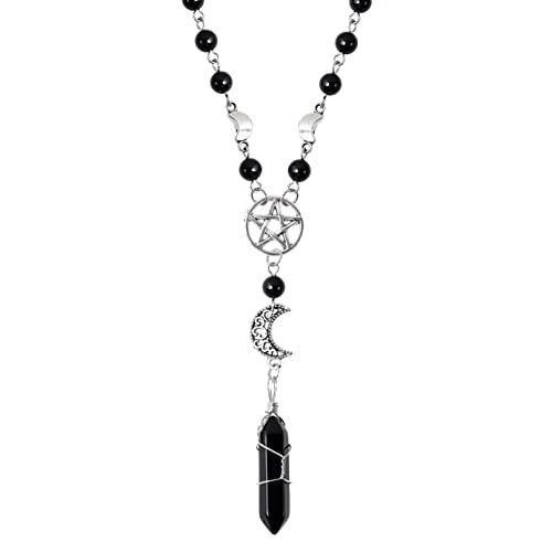 Gothic Moon & Star Pendant Choker Necklace